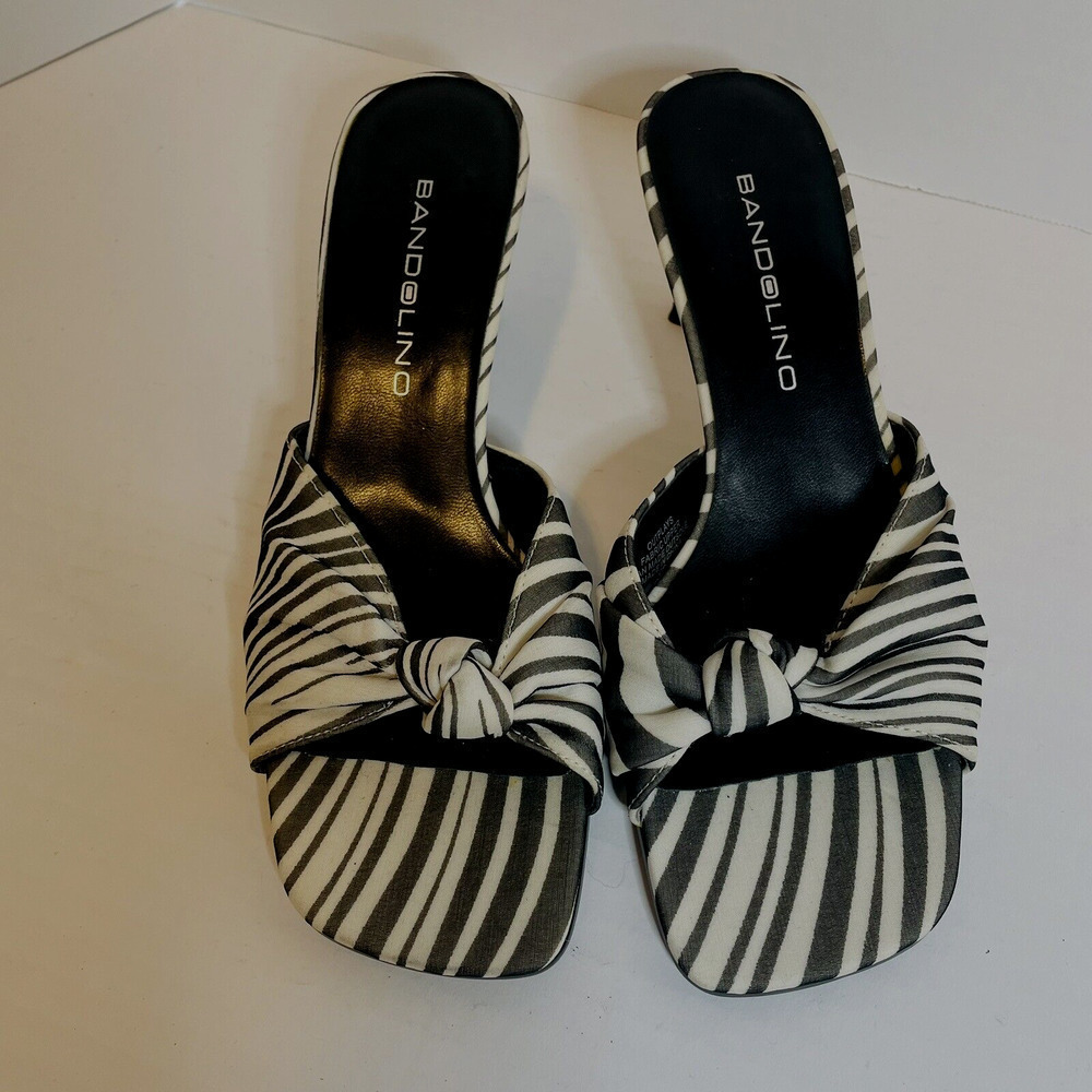 Bandolino Sandals/Mule Women's Size 6 Medium White/Black Stripe Heels